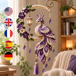 Virkad vindspinnare i PDF-format för drake, hängande ornament i fantasispiral, heminredning med havsbris, virkhandledning för mellannivå