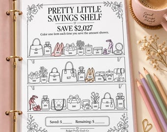 Savings Challenge Printable, 2,027 & 227 Coloring Tracker, Low Income Budget Challenge, US Letter PDF