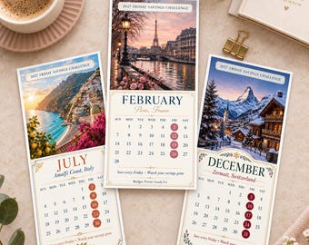 2027 Friday Savings Challenge Printable, A6 Cash Stuffing Tracker, 12 Month Budget Binder Inserts, Digital Download PDF