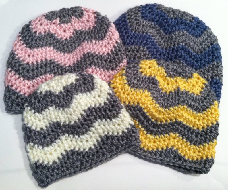 Crochet Pattern: Chevron Hat Zig Zag Hat newborn through | Etsy