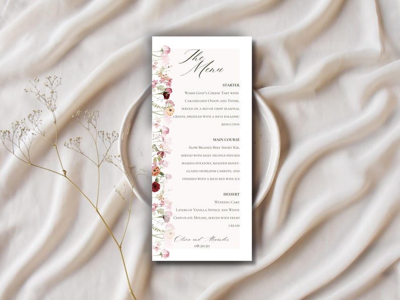 Plan En Titre Florale Roses Rouges Modèles de décoration florale poudrée pour réception de mariage | Plan ...