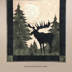 Moose Trees PDF Download immediato Applique Quilt Pattern Templates 14 pagine Moose 10"- 2 1/2" Alberi 17 1/2"-2 1/2"