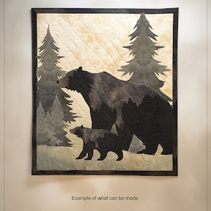 Mama Grizzly Bear, Baby Bear Trees PDF Modello per trapunta da scaricare all'istante, 24 pagine, Orso 10"-4", Orsetto 10,5"-4", Alberi 17"-4" Modello per applique