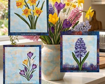 Spring Flowers Hyacinths Crocus Crocuses Daffodils Three PDF Bundle Download Quilt Applique Sewing Patterns Block Updated Edition