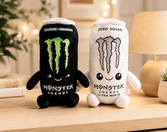 Monster Energy Drink Dose Plüschtier – Kawaii-Plüschtier in Dosenform, weiches Stofftier, lustiges Geschenk, verschiedene Farben