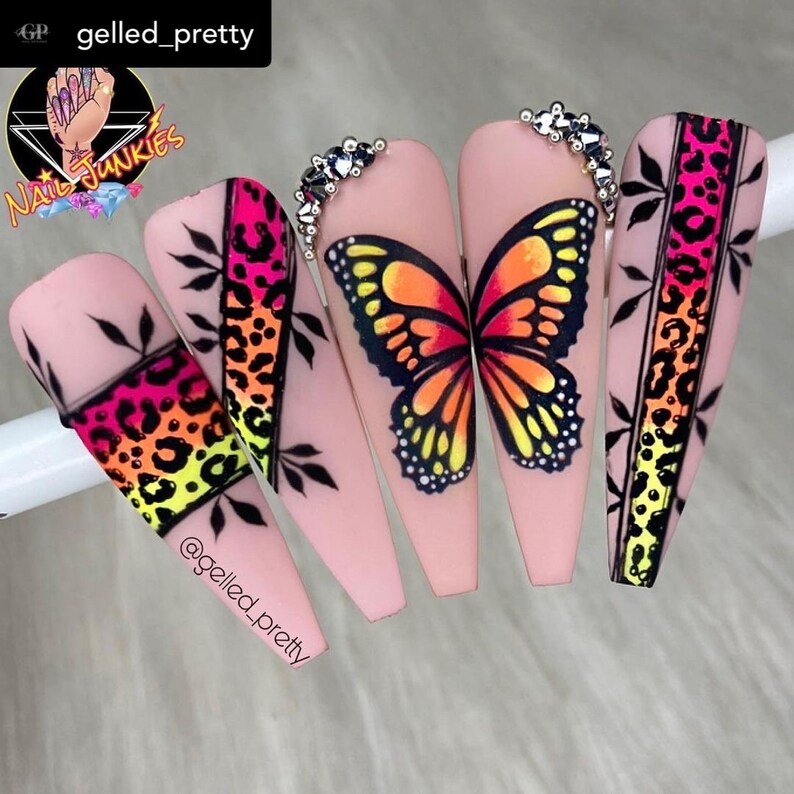 Negative space BUTTERFLY WING nail art decal image 9