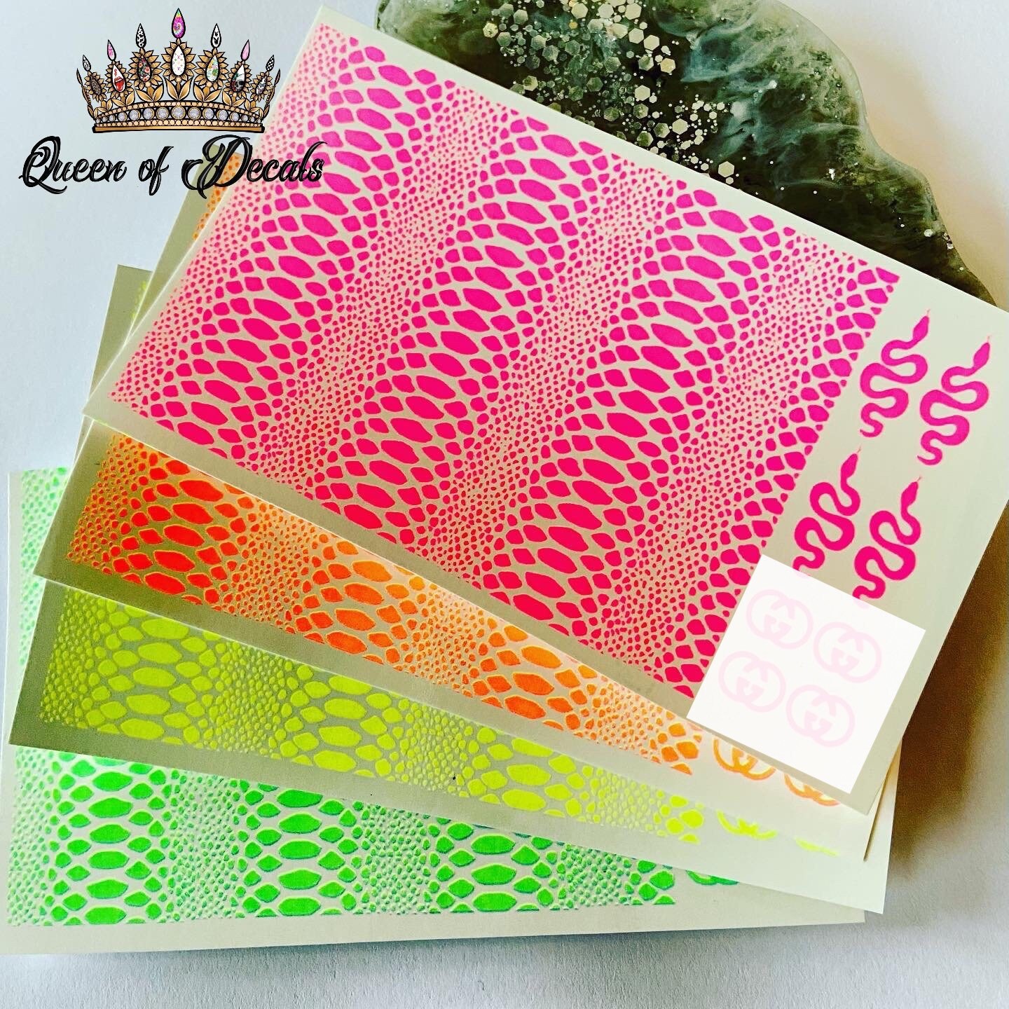 NEON/DAYGLO snakeskin nail art waterslide decal