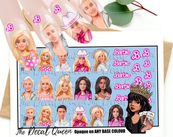 BARB Dolls  from the Movie  Nail art water decal -  DOLL - Fashionista - pink - Barbi ~ Ken - pink world -