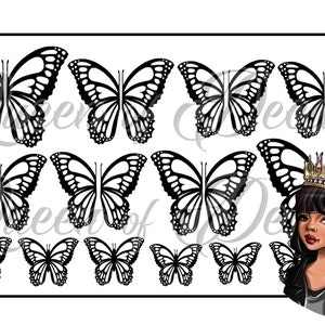 Negative space BUTTERFLY WING nail art decal large