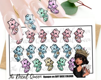 BABY CARING BEARS - Baby shower nail art - Stitch Angel - Gender Reveal