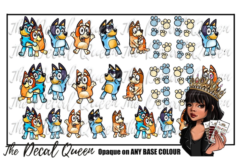 BLUE DOG Nail art Decal easy to apply character nail art waterslide image 4