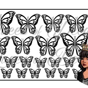 Negative space BUTTERFLY WING nail art decal Regular