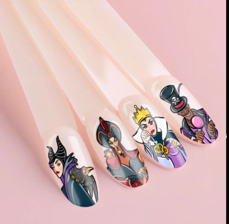 FAIRYTALE VILLIANS D15ney Nail art Decal easy to apply character nail art waterslide image 3