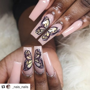 Negative space BUTTERFLY WING nail art decal image 8