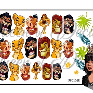 King of the lions nail art water decal D15ney Jungle cats nail art 51mba Scar Regular