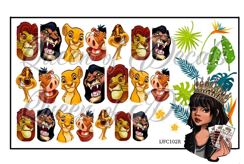 King of the lions nail art water decal D15ney Jungle cats nail art 51mba Scar Regular