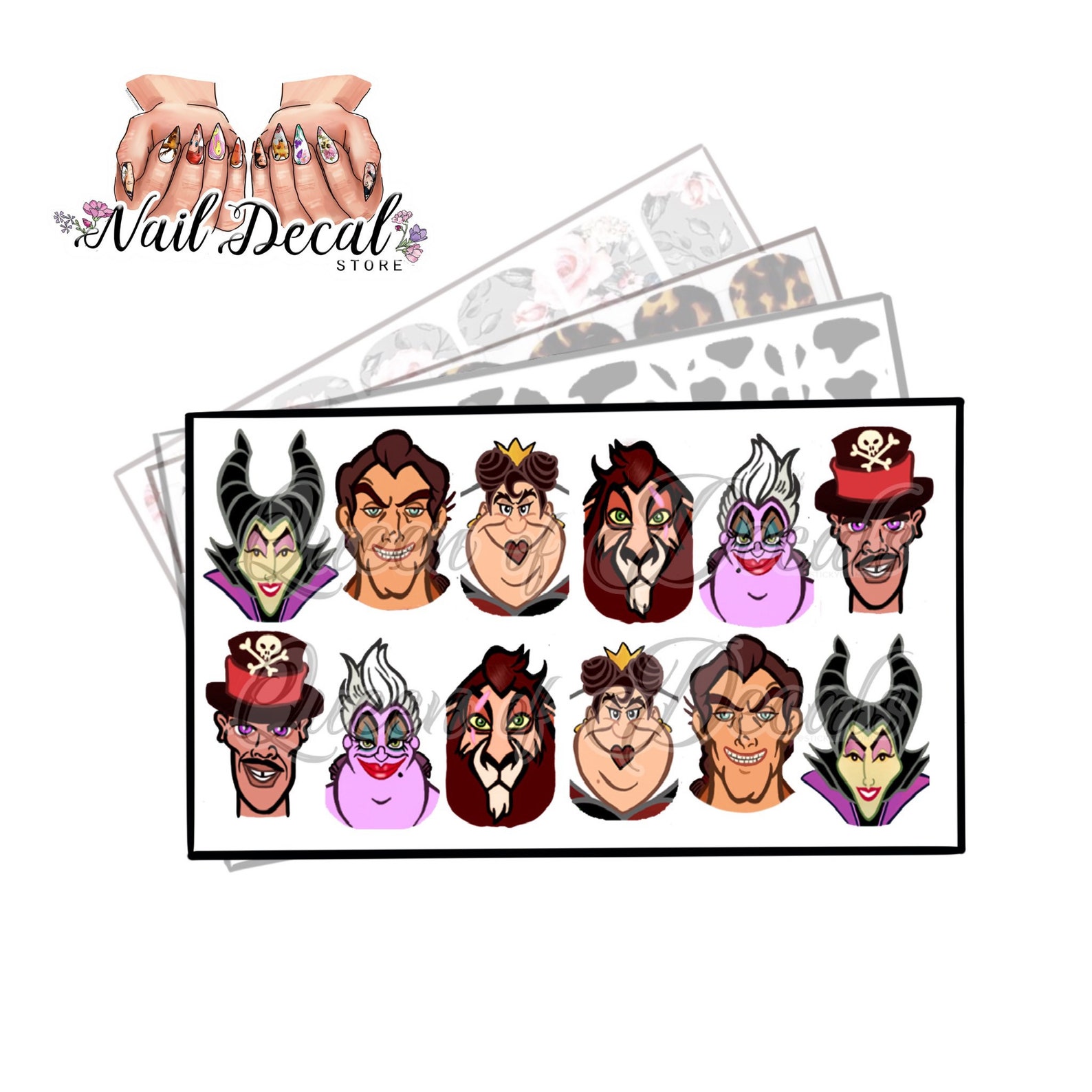 Villains Nail Art Decal Set 2 disney Holidays Etsy