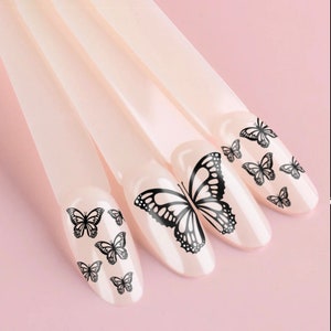 Negative space BUTTERFLY WING nail art decal image 3