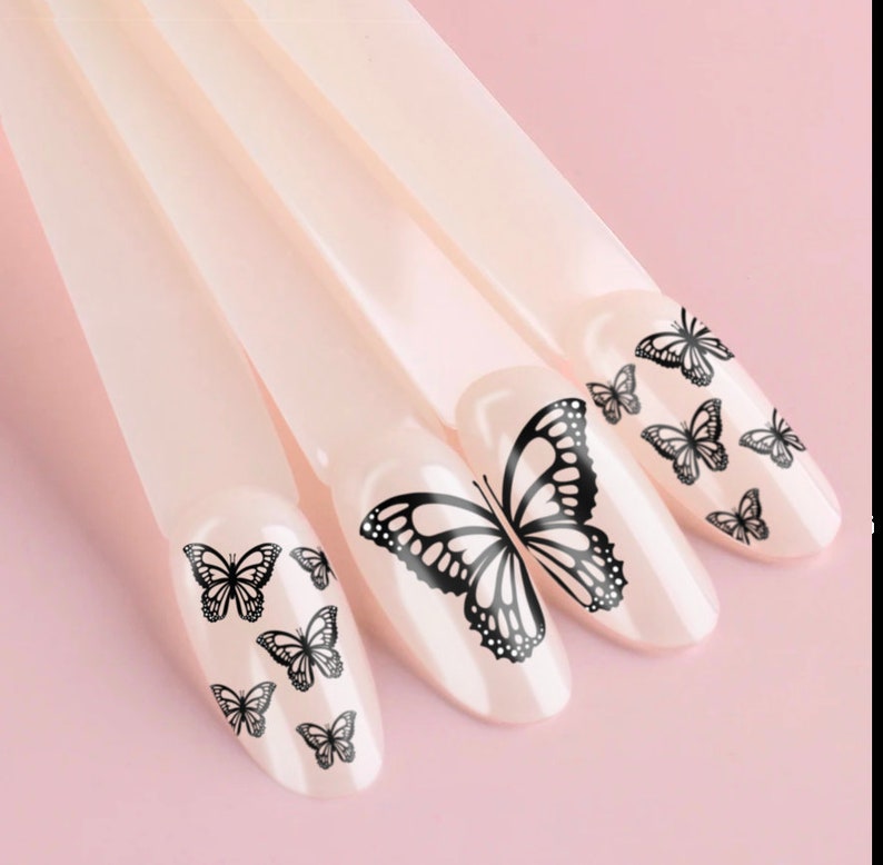 Negative space BUTTERFLY WING nail art decal image 3