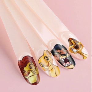 King of the lions nail art water decal D15ney Jungle cats nail art 51mba Scar image 2