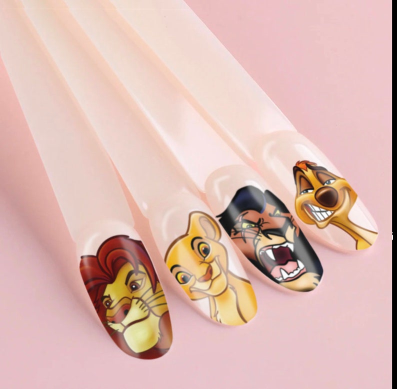 King of the lions nail art water decal D15ney Jungle cats nail art 51mba Scar image 2