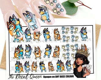 BLUE DOG  Nail art Decal - easy to apply  character nail art - waterslide