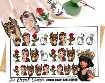 The Beautiful and a beast - D15NEY Nail art Decal - Belle - tales as old as time waterslide Nail Decal