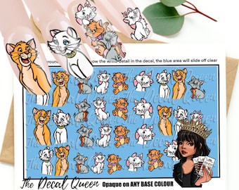 AR15T0CATS  Nail art Decal - easy to apply - D15NEY - Marie - posh cats character nail art - waterslide