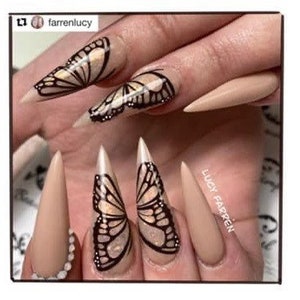 Negative space BUTTERFLY WING nail art decal image 6