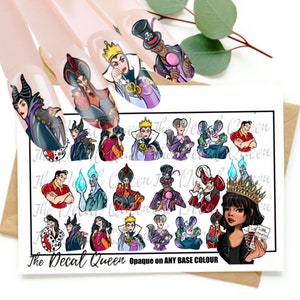 FAIRYTALE VILLIANS - D15ney Nail art Decal - easy to apply  character nail art - waterslide