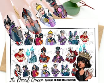 FAIRYTALE VILLIANS - D15ney Nail art Decal - easy to apply  character nail art - waterslide