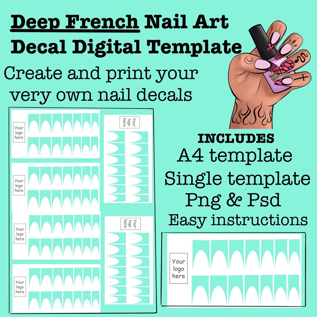 Deep French Nail Art Decal Template DIGITAL FILE Create Your Own Nail