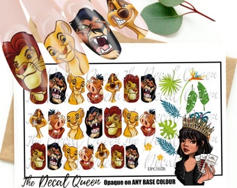 King of the lions nail art water decal - D15ney - Jungle cats nail art - 51mba -Scar