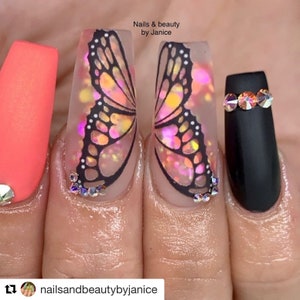 Negative space BUTTERFLY WING nail art decal image 7