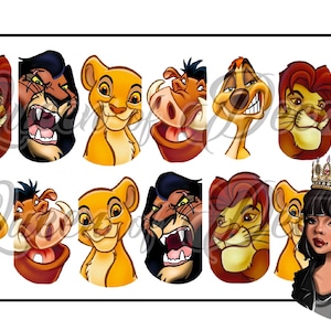 King of the lions nail art water decal D15ney Jungle cats nail art 51mba Scar large