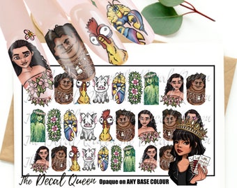 Polynesian princess M0ANA - D15NEY nail art waterslide decal -