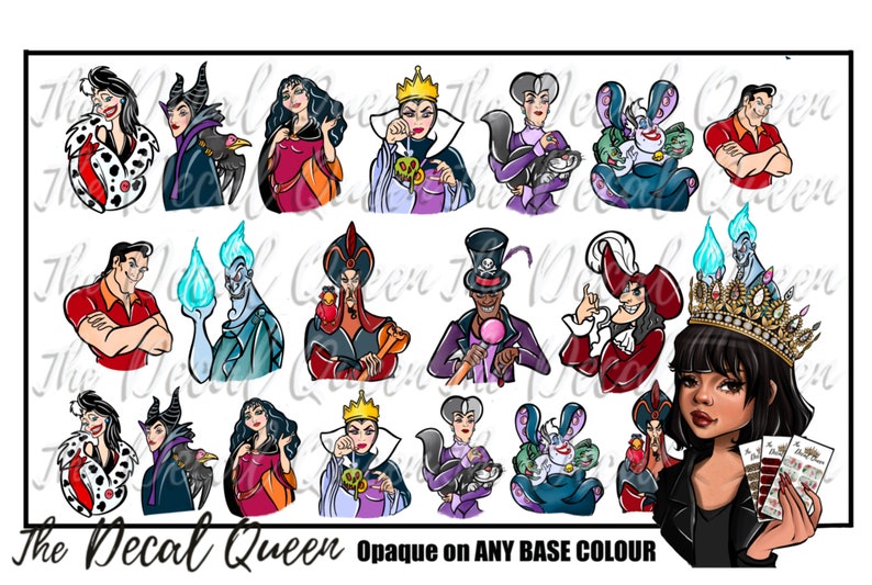 FAIRYTALE VILLIANS D15ney Nail art Decal easy to apply character nail art waterslide image 2