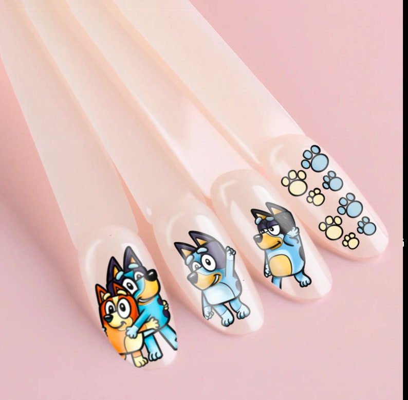 BLUE DOG Nail art Decal easy to apply character nail art waterslide image 3