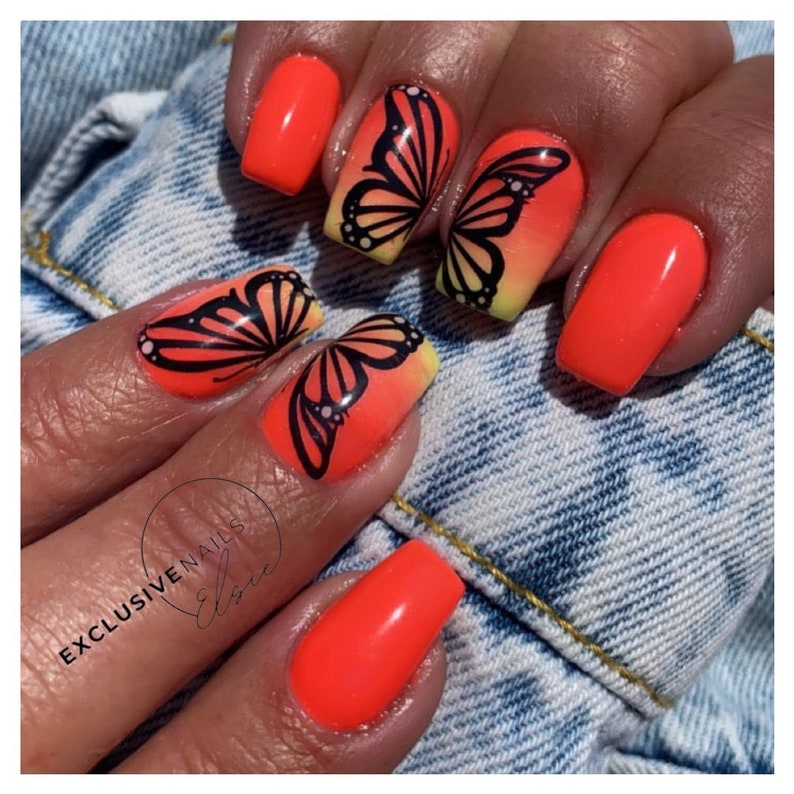 Negative space BUTTERFLY WING nail art decal image 10