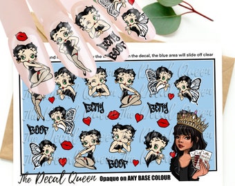 BETTY B00P nail art water decal - character nail art - easy to apply nail design for  - biab - acrylic - gel - press on nails