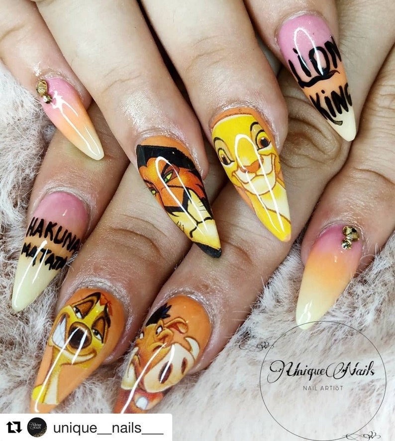 King of the lions nail art water decal D15ney Jungle cats nail art 51mba Scar image 4