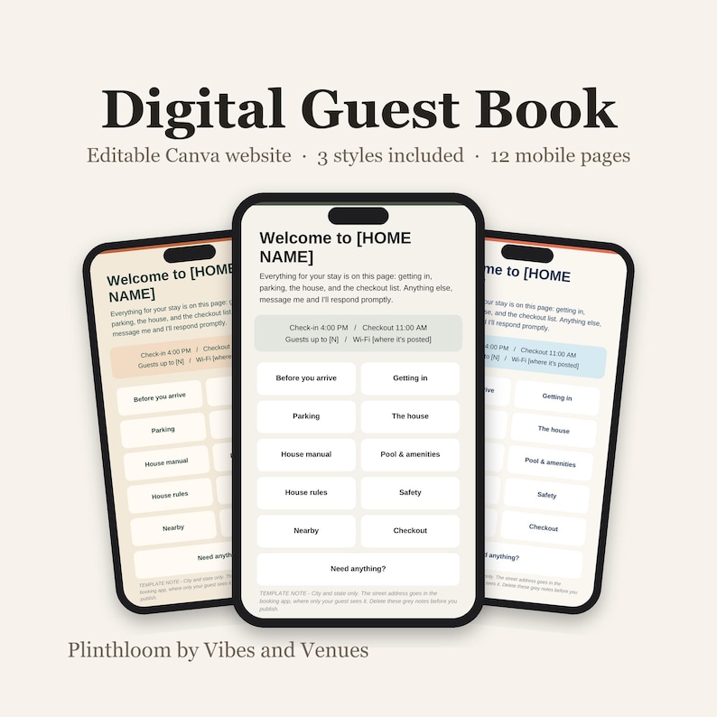 Digital Guest Book Template | Airbnb Welcome Guide (Canva Website)