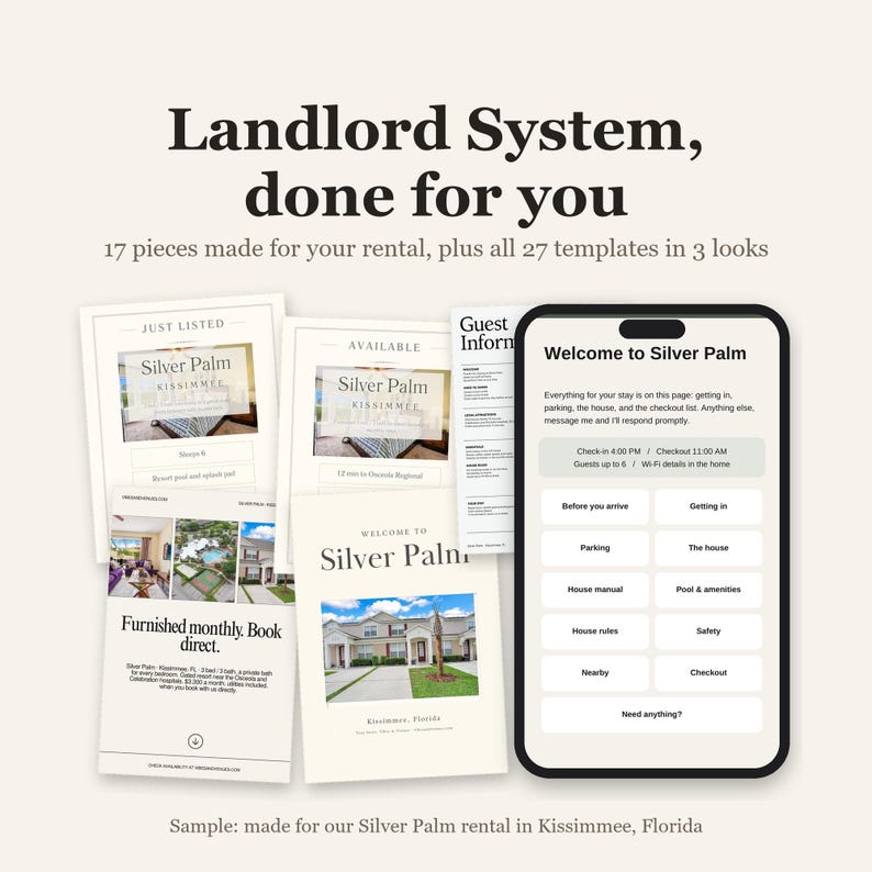Custom Rental Marketing Kit + Welcome Book | Done-for-You Landlord System (17 Pieces)