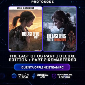 Pack The Last of Us Parte 1 y 2 Deluxe Edition / Todos los DLC / Cuenta de steam offline / Plataforma Steam PC / Entrega en menos de 2h