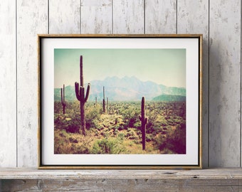 Southwest photography, cactus art, landscape art, southwestern decor, desert landscape, Arizona, retro art, wall art print - Wild Wild West