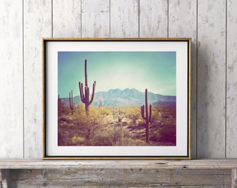 Living room art, Southwest artwork, cactus art, landscape art, southwestern decor, desert print, Arizona, wall art print - A New Wild West