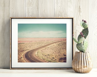 Desert landscape, Arizona photo, Southwestern art, office wall art, desert artwork, retro art, Western decor, wall art - Road Less Traveled