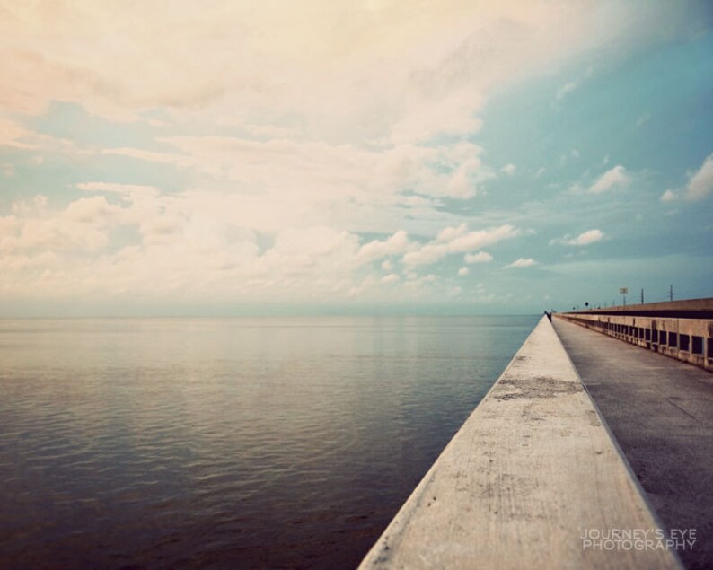 Florida photography, Seven Mile Bridge, Florida Keys, Key West, ocean photograph, landscape Edge of the World image 1