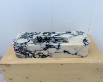 Calacatta Viola Marble Wall-Mounted Sink, Custom Bathroom Vanity Basin, Handcrafted Natural Stone Sink
