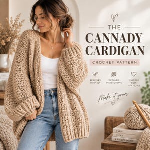 Cannady Crochet Cardigan Pattern | Oversized Chunky Sweater (PDF Download)